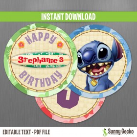 Lilo and Stitch Birthday Circle Labels